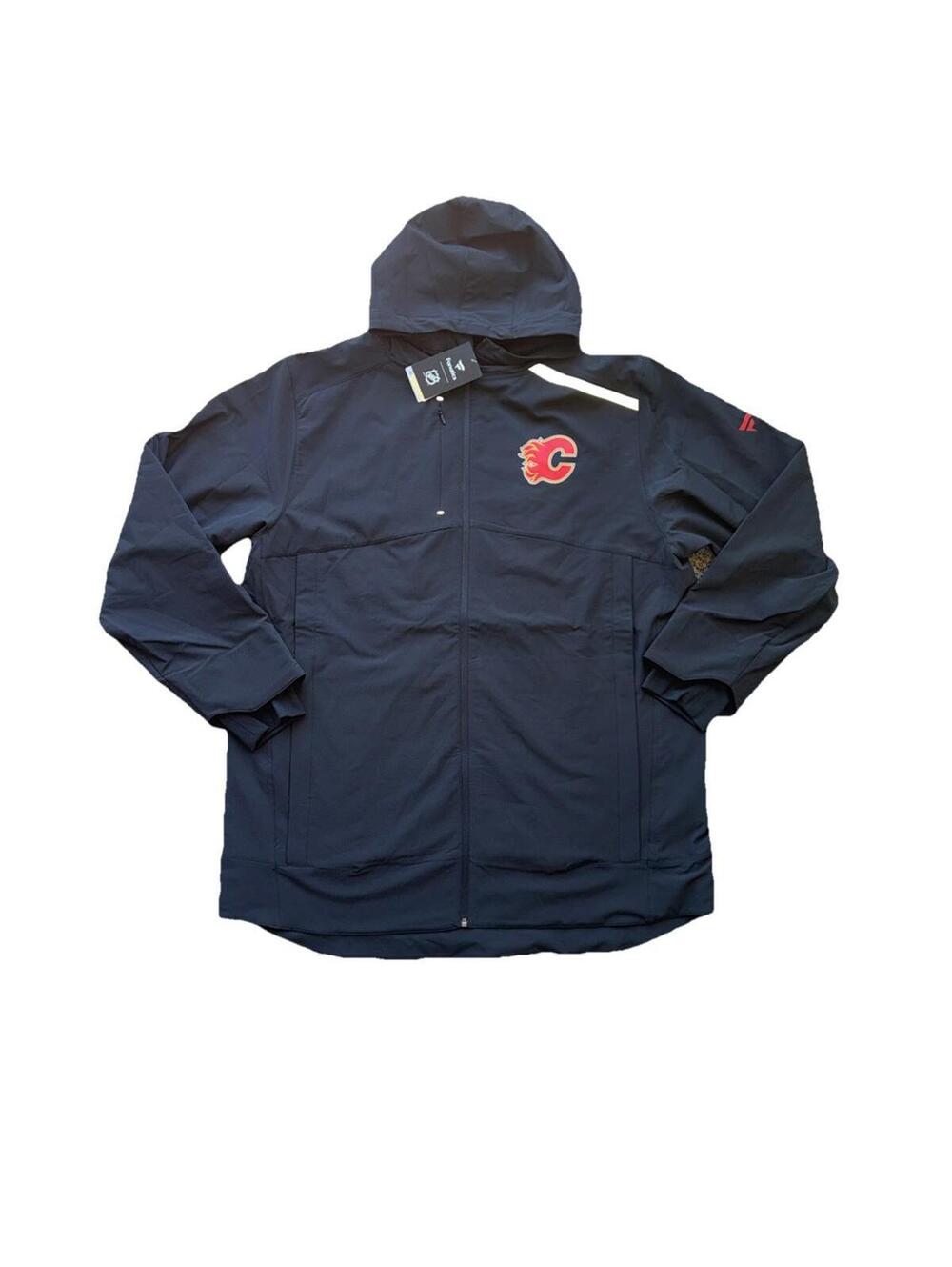Calgary Flames NHL Fanatics Authentic Pro Full Zip Team Rink Parka Jacket Sz XL